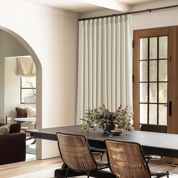 Pinch Pleated Extra Wide Beige Linen Curtain 90 Inches Long 70 Wide 1 Panel | - Image 9