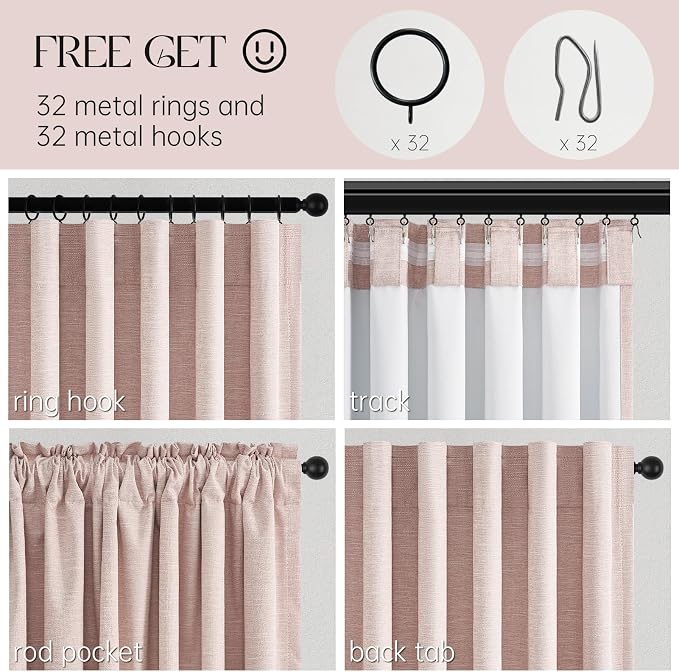 Topfinel 92 Inch Linen Curtains 2 Panels Set - Image 3