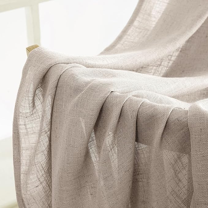 MIULEE Natural Linen Curtains 52x108 Inch 2 Panels - Image 6
