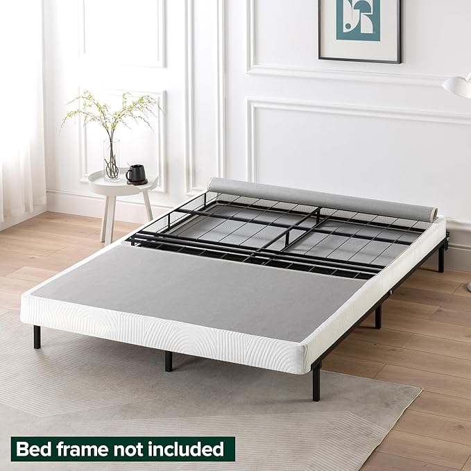 ZINUS 4 Inch Box Spring with Cover, No Assembly Mattress Foundation, Sturdy Metal Structure, Queen, White