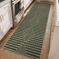 Lahome Maze Line Green Kitchen Runner Rug, 2x8 Outdoor Easy Jute Runner Rug | by Lahome