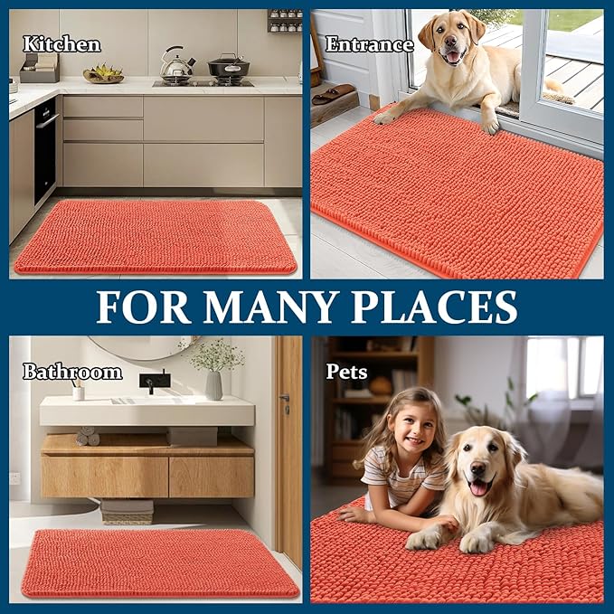 OLANLY Dog Door Mat for Muddy Paws 47x20, Super Absorbent Chenille Mud Mat | - Image 8