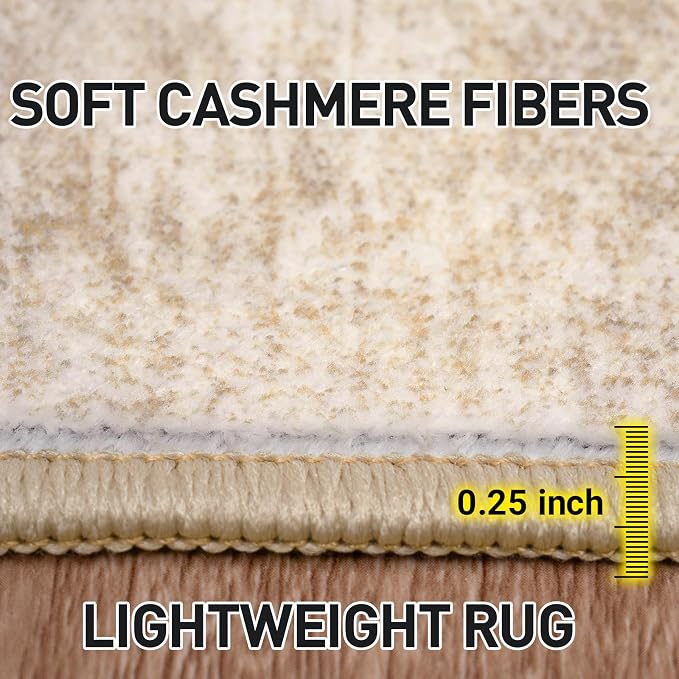 2'6''x8' Runner Rugs Washable Rug: Modern Abstract Hallway Beige Carpet | - Image 7