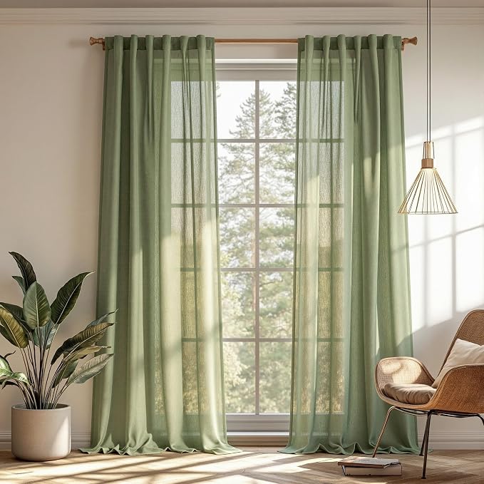 MYSKY HOME Sage Green Curtains 96 Inches Long by MYSKYHOME