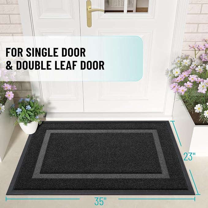 OLANLY Front Door Mat Outside 35x23, All-Season Heavy-Duty Rubber Doormat | - Image 2