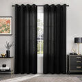 YoungsTex Linen Black Curtains 84 Inch Length 2 Panels by YoungsTex