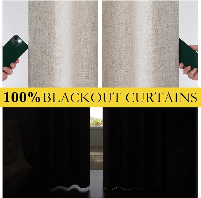 NICETOWN Natural Short 100% Blackout Curtains 63" Lenghth Burg - Image 7