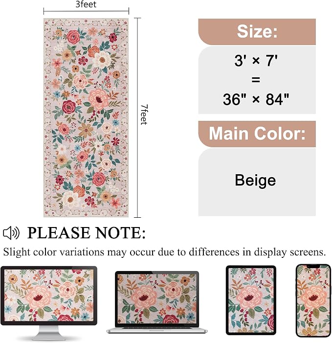 DUKINO 3x7 Kitchen Runner Rug, Washable Rug - Image 2