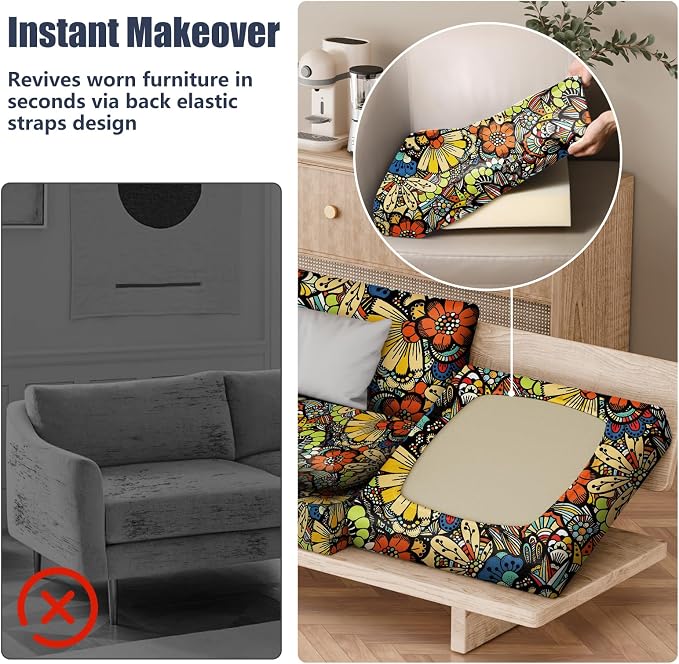 8Pcs Outdoor Cushion Covers, Stretch Patio Furniture Couch Chair Slipcovers | - Image 5