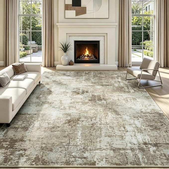 Rugflix 8x10 Area Rugs for Living Room, Washable Brown Large Rug | Machine - Image 9