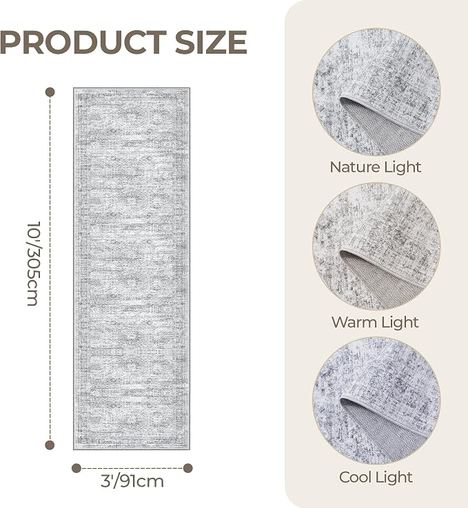 3x10 Runner Rug Non Slip, Washable Hallway Runner Rug, Laundry Room, Soft - Image 2