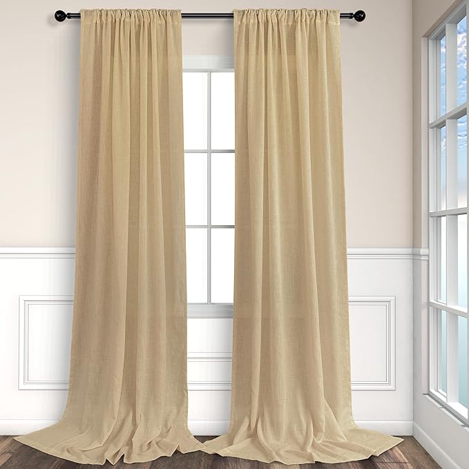 Tan Beige Curtains 96 Inches Long - Image 9