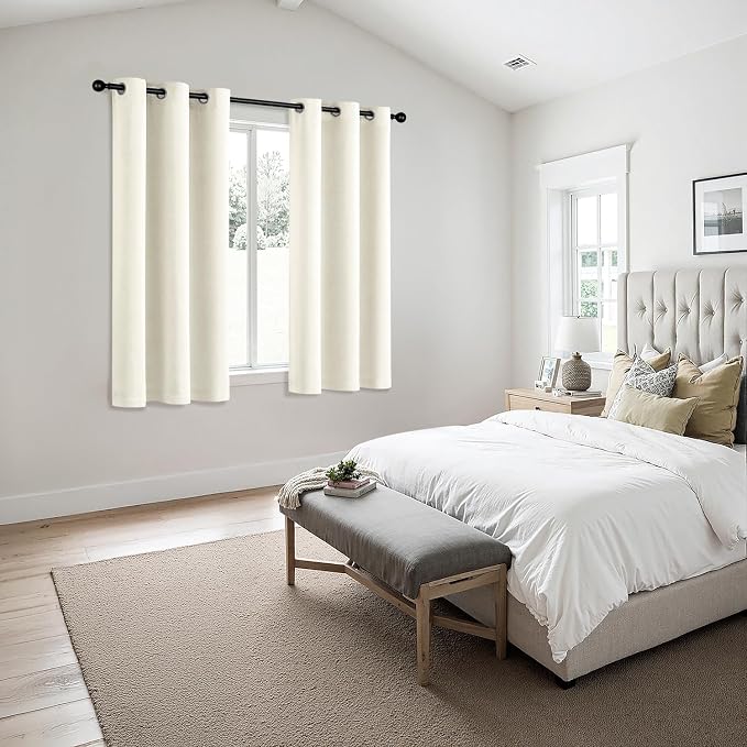 MIULEE Blackout Curtains for Bedroom 2 Panels 40 x 63 Inch Long Cream | Thermal - Image 6