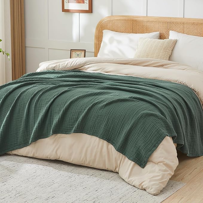 EMME Muslin Blankets for Adults Throw Blanket for Couch Breathable Gauze Soft - Image 4