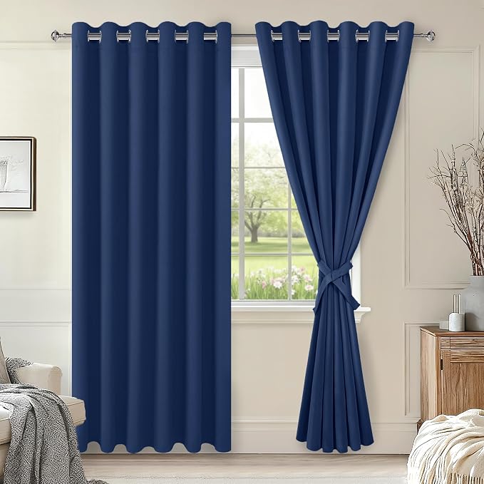 Room Darkening Curtains for Bedroom, 70 x 84 Inches, 2 Panels | Thermal by Hiasan
