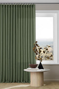 Linen Pinch Pleated Light Filtering Olive Green Curtains 96 Inches Long | by Twodrapes