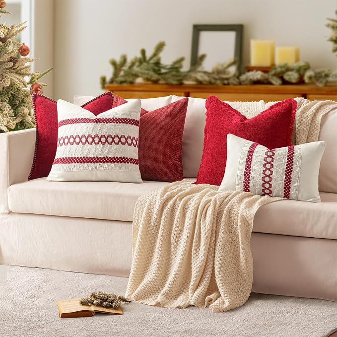 MIULEE Decorative Couch Throw Pillow Covers 18x18 Inch Red 2 Pack | Summer - Image 5