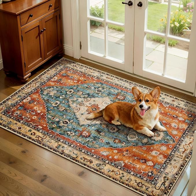 SERISSA 2x4 Washable Non Slip Boho Runner Rug by SERISSAHomeDecorCollection