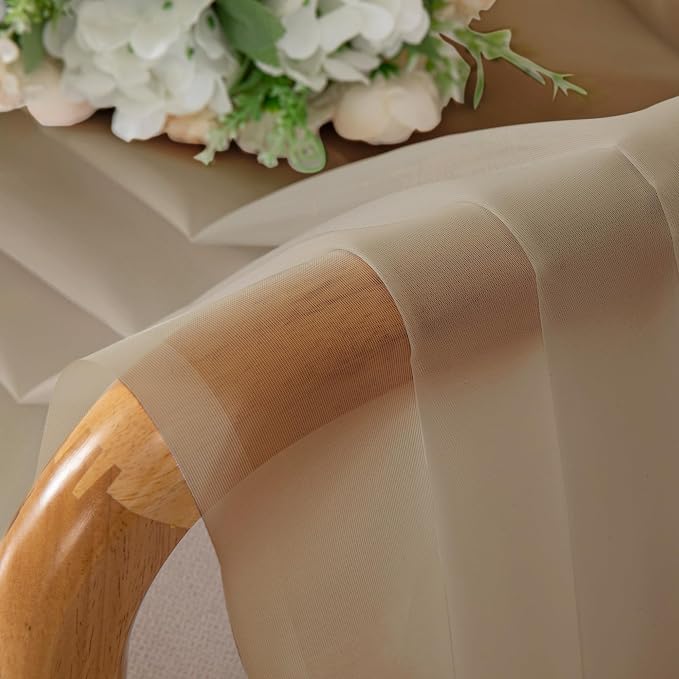 Sheer Curtains 63 inch Length 2 Panels Set, Light Weight Soft Solid Light - Image 5