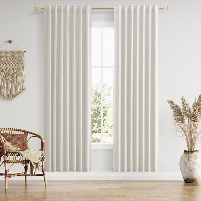 100% Blackout Boho Curtains 80 Inch Long 2 Panels Set by Guken