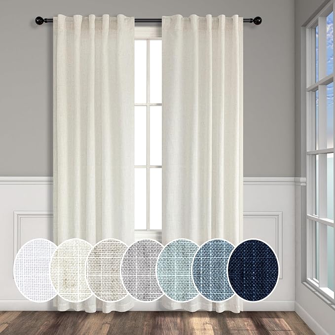 Pitalk Natural Linen Curtains 36 Inch Wide by Pitalk