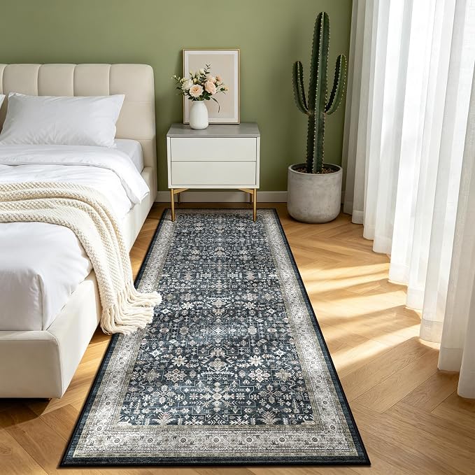 Hallway Runner Rug 2x6 for Bedroom Kitchen | Low Pile; Non Slip; Stain by WelcometoBabovid