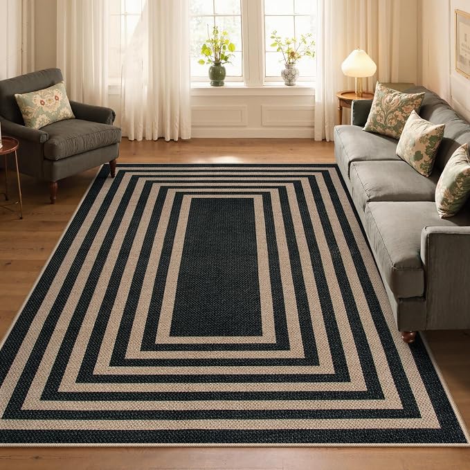 Lahome Modern Geometric Easy Jute Outdoor Rug, 5x7 Patio Living Room Rug | - Image 8
