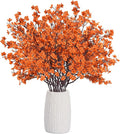 Uieke 6Pcs Artificial Fall Flowers Babys Breath Flower Bulk Fake Orange Silk Flowers Artificial Gypsophila Bouquet Floral for Home Festival Wedding Party Décor