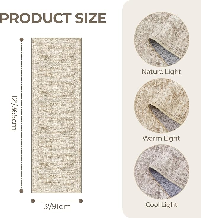 3x12 Runner Rug Non Slip, Washable Hallway Runner Rug, Living Room, Long Rug - Image 2