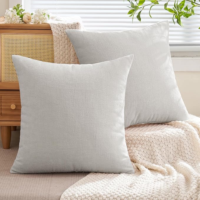 MIULEE Light Grey Chenille Couch Euro Throw Pillow Covers, 22x22 | Set of 2 - Image 7