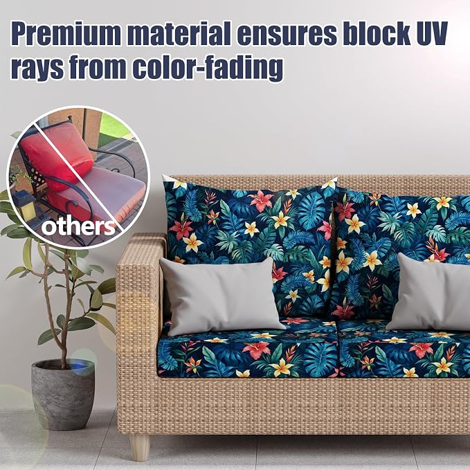 8Pcs Outdoor Cushion Covers, Stretch Patio Furniture Couch Chair Slipcovers | - Image 3