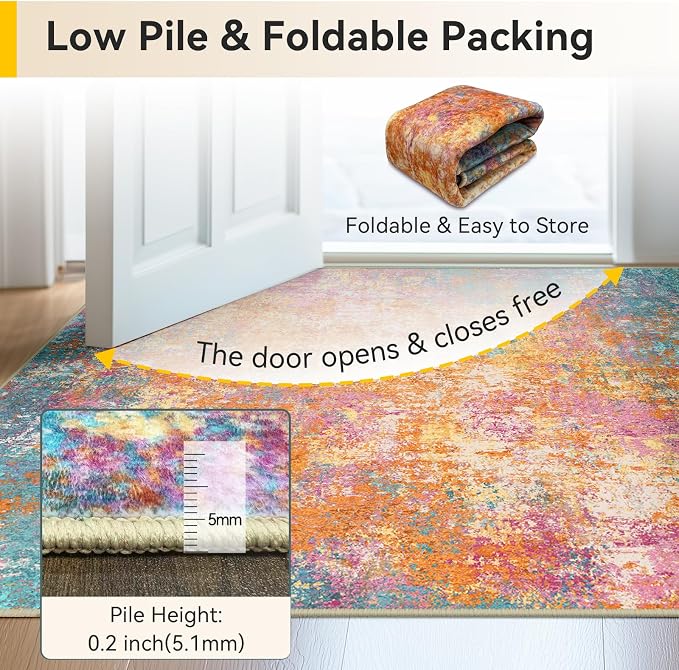 RELEANY Washable 4'x6' Abstract Area Rug - Image 9