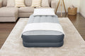 SleepLux Twin Air Mattress Supersoft Snugable Top Extra Durable Tough Guard with Built-in Pillow Raised 15" Airbed with Built in Pump + USB Charger Twin 15", Small, Grey