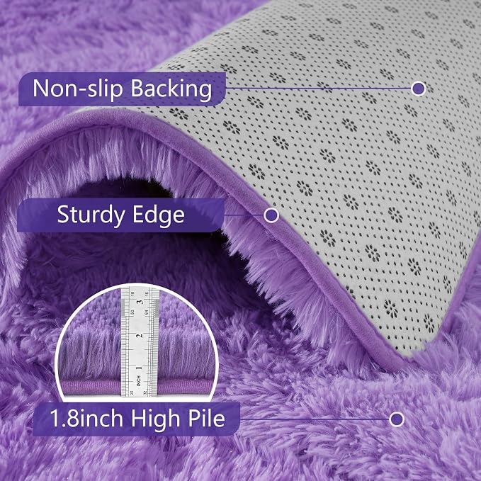 6x9 Large Purple Fluffy Soft Area Rug Non-Slip - Image 6