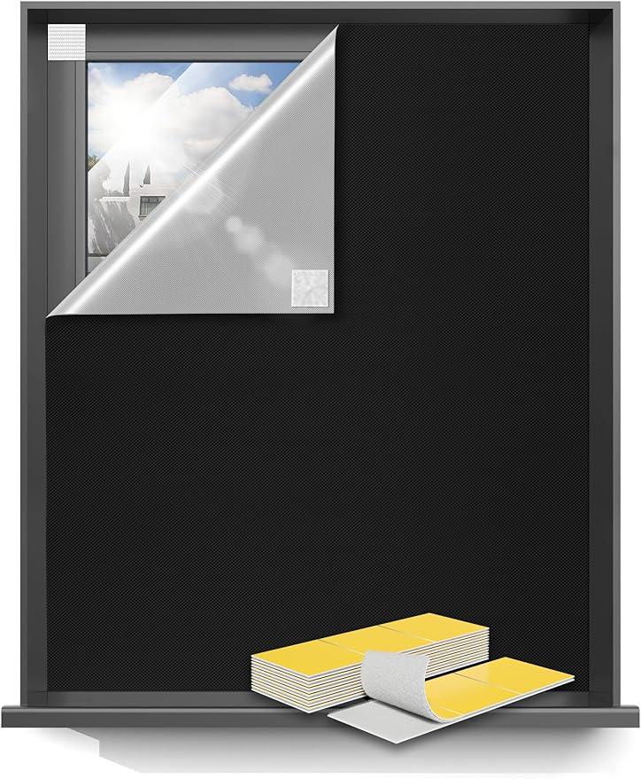 Blackout Curtains 79"x72" Portable No Drill Black Out Window Cover | 100% by Sumobaby