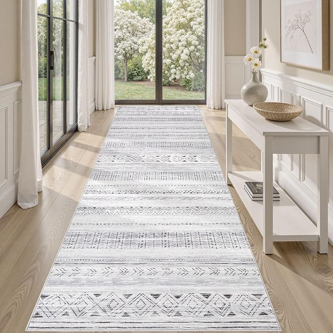 cotiled Hallway 3x10 Runner Rugs Washable Boho Rug Dark Grey | Solve Modern by COTILED