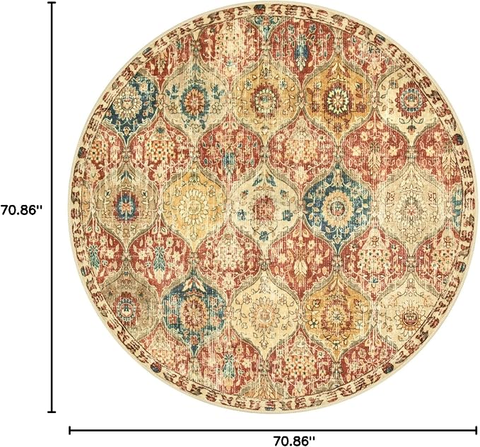 Lahome Moroccan Washable Round Area Rug, Soft Round Rugs 6ft Ultra-Thin | - Image 2