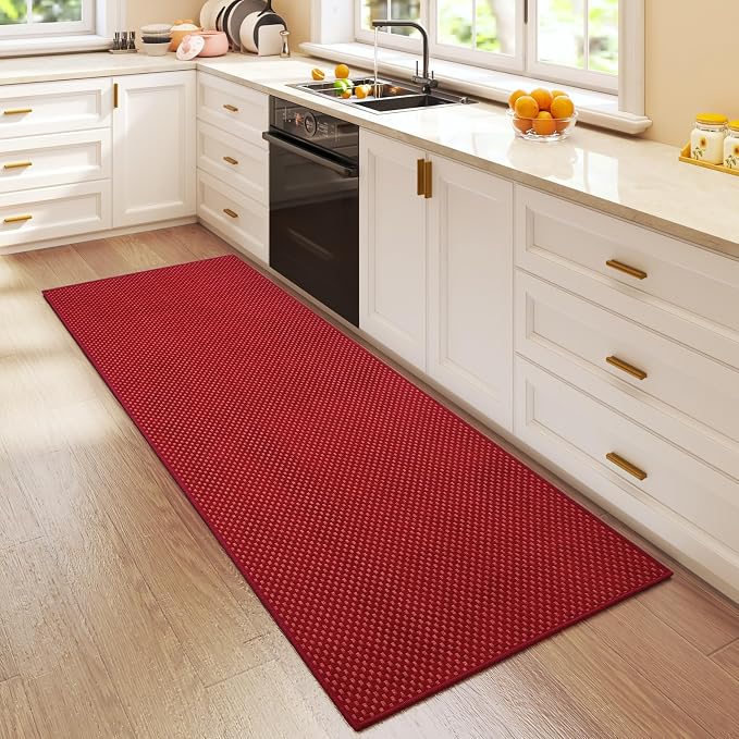 Hallway Runner Rug Woven Washable Long Kitchen Runner Red 2x5 ft | Boho Soft - Image 3