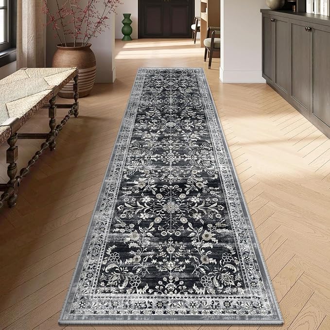 Yamaziot 2x10 Washable Hallway Runner Rug Non Slip Floral Carpet, Stain - Image 6