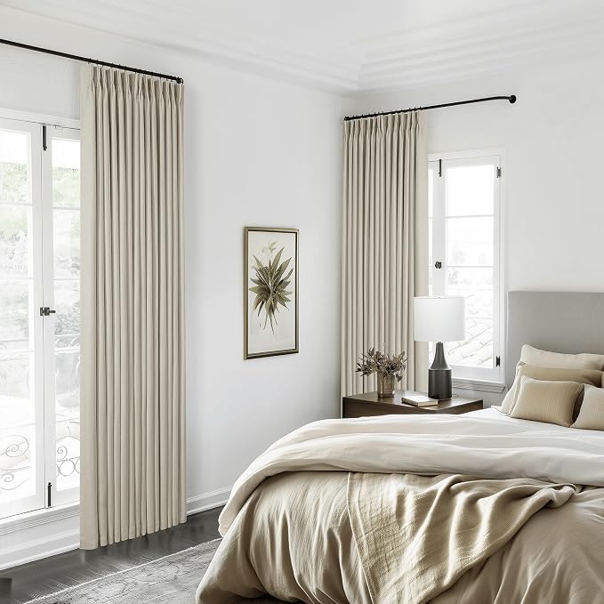 Oatmeal Beige Linen Blackout 92 Inch Curtains - Image 7