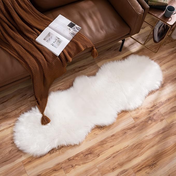 MIULEE Fluffy Area Rug 2x6 ft Faux Fur Sheepskin Rug - Image 6