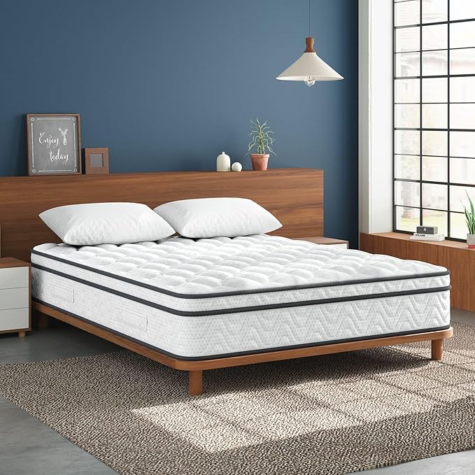 Vesgantti King Size Mattress 14 Inch, Fiberglass-Free | Cool Sleep Hybrid Mattress in a Box - Memory Foam & Pocket Springs, Ergonomic Design, Pressure Relief, Medium Firm Feel, 76"×80"×14"