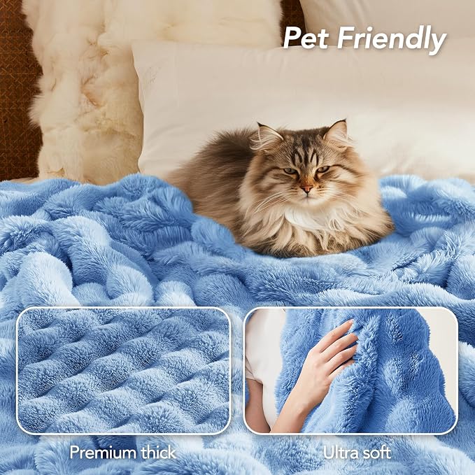 L'AGRATY Faux Rabbit Fur Throw Blanket - Image 7