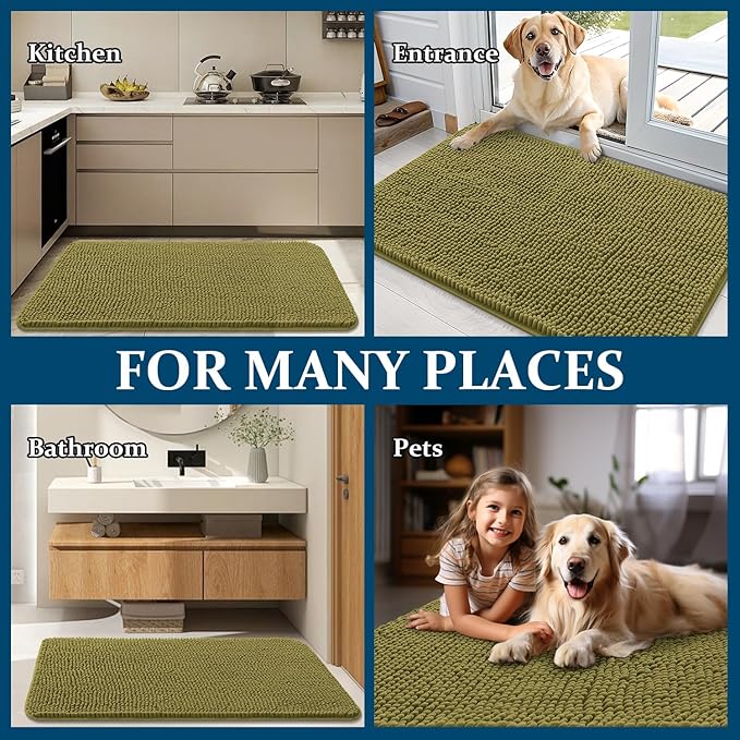 OLANLY Dog Door Mat for Muddy Paws 59x20, Super Absorbent Chenille Mud Mat | - Image 8
