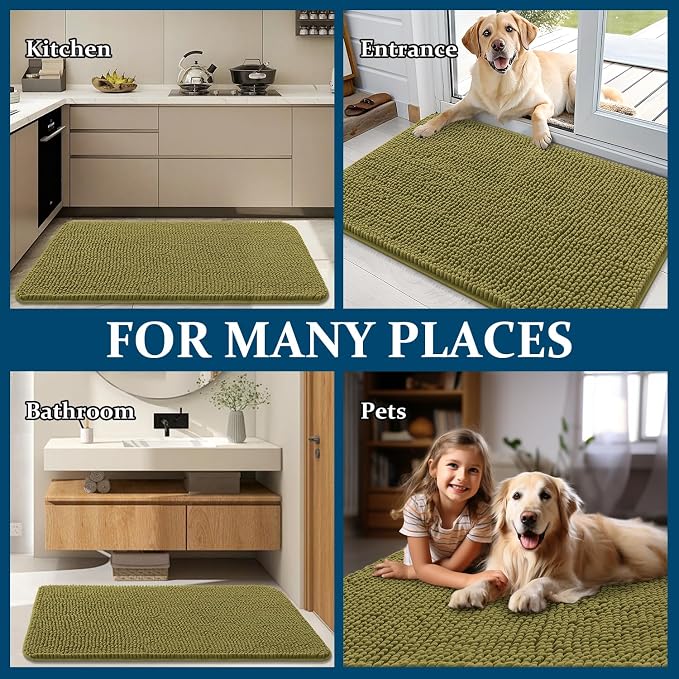 OLANLY Dog Door Mat for Muddy Paws 40x24, Super Absorbent Chenille Mud Mat | - Image 8