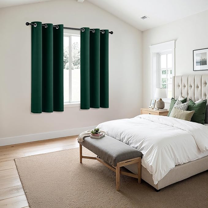 MIULEE Blackout Curtains for Bedroom 2 Panel 40 x 63 Inch Long Hunter Green | - Image 6