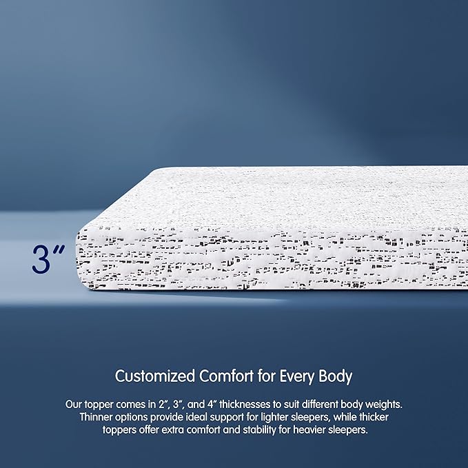 Subrtex Memory Foam Mattress Topper Cal King Size, 2 Inch Mattress Topper for Pressure Relieving, Mattress Pads Breathable Bed Topper with Removable Washable Cover
