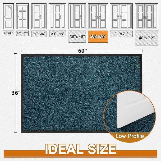 Super Absorbent Front Door Mat, Non-Slip Washable Indoor Doormats, Low Profile - Image 2