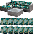 CALBODE 12Pcs Stretch Patio Cushion Cover, Art Deco Geometric Pattern Couch & by CALBODE