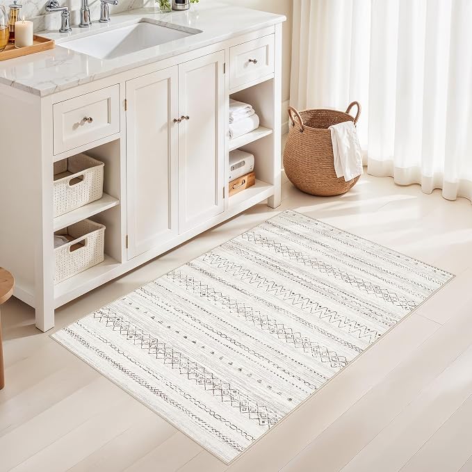 cotiled Washable 3x5 Entryway Rugs: Boho Moroccan Soft Small Rug | Solve Modern - Image 6